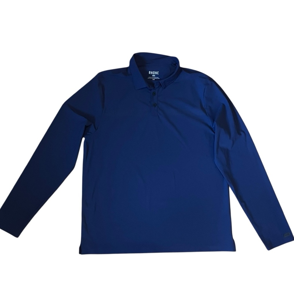 Rhône Tech Long Sleeve Polo Shirt Navy Size L Golf Running Weekend Outdoor